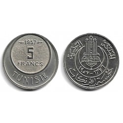 (277) República Tunecina. 1957. 5 Francs (SC)