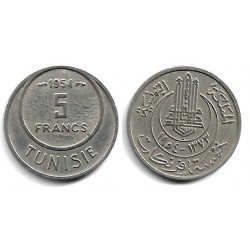(277) República Tunecina. 1954. 5 Francs (EBC)