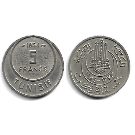 (277) República Tunecina. 1954. 5 Francs (EBC)