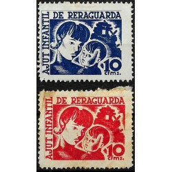 Viñetas. Ayuda Infantil de Retaguarda. 10 y 10 Céntimos (Usados)