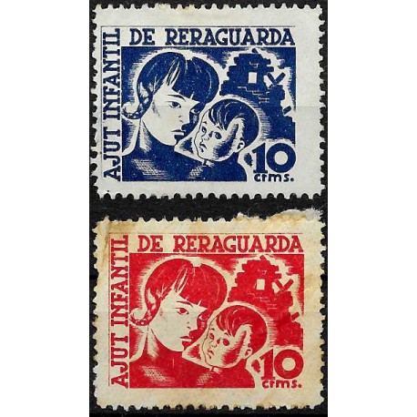 Viñetas. Ayuda Infantil de Retaguarda. 10 y 10 Céntimos (Usados)
