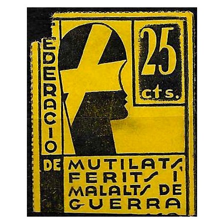 Viñeta. Federación de Mutilados, Heridos y Enfermos de Guerra (Usado y con rotura)
