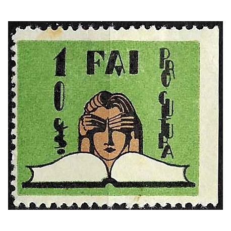 Viñeta. FAI. Pro Cultura. 10 Céntimos (Nuevo, con señal de fijasellos)