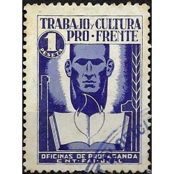 Viñeta. Trabajo y Cultura. Pro Frente. Oficinas de Propaganda. CNT-FAI-JJLL. 1 Peseta (Usado)