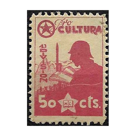 Viñeta. Pro Cultura. 43 División. 50 Céntimos (Nuevo, con señal de fijasellos)