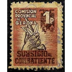 Viñeta. Comisión Provincial de Gerona. Subsidio al Combatiente. 1 Peseta (Usado)