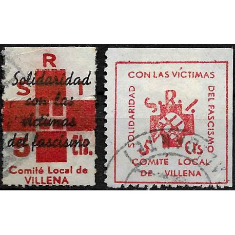 Viñetas. SRI. Comité Local de Villena. 5 y 5 Céntimos (Usados)