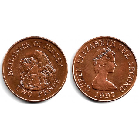 (55) Jersey. 1992. 2 Pence (EBC+)