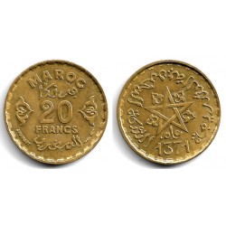(Y50) Marruecos. 1371AH. 20 Francs (EBC)