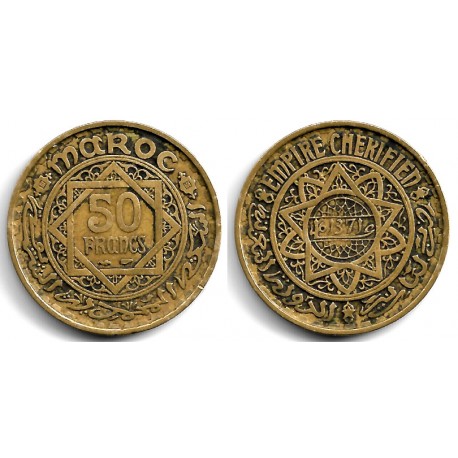 (Y51) Marruecos. 1371AH. 50 Francs (BC+)