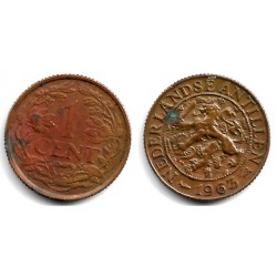 (1) Antillas Neerlandesas. 1963. 1 Cent (MBC) Manchas