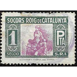 Viñeta. Socorro Rojo de Cataluña. 1 Peseta (Usado)