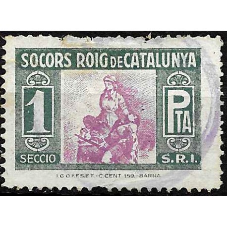 Viñeta. Socorro Rojo de Cataluña. 1 Peseta (Usado)