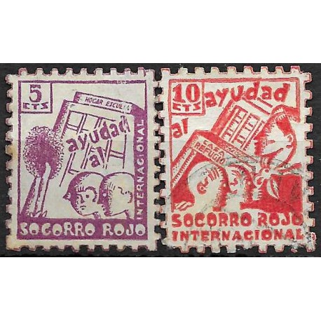 Viñetas. Ayudad al Socorro Rojo Internacional. 5 y 10 Céntimos (Usados)