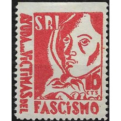 Viñeta. Socorro Rojo Internacional. Ayuda Victimas del Fascismo. 10 Céntimos (Nuevo, con señal de fijasellos)