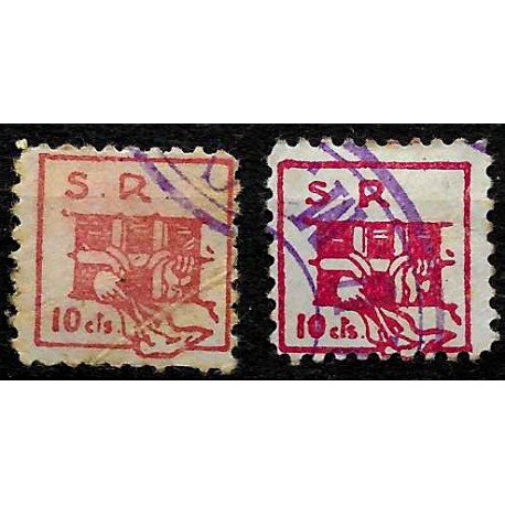 Viñetas. Socorro Rojo. 10 y 10 Céntimos (Usados)