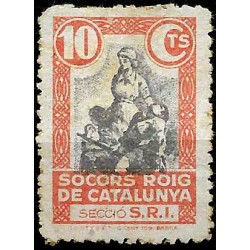 Viñeta. Socorro Rojo de Cataluña. 10 Céntimos (Usado)