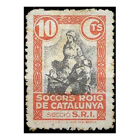 Viñeta. Socorro Rojo de Cataluña. 10 Céntimos (Usado)