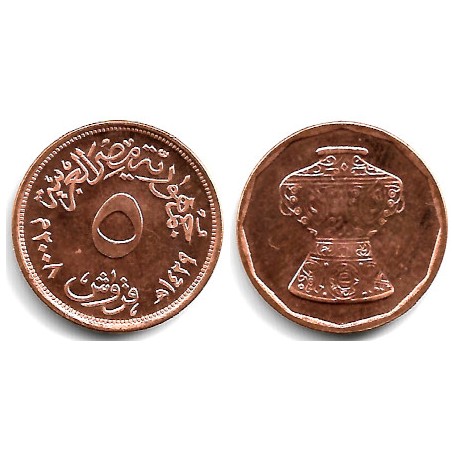 (941a) Egipto. 2008. 5 Piastres (EBC) Mancha