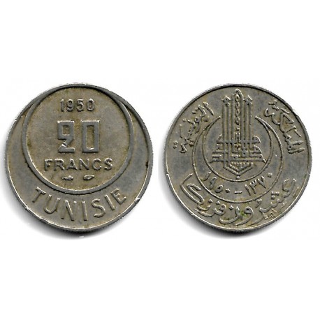 (274) República Tunecina. 1950. 20 Francs (MBC)