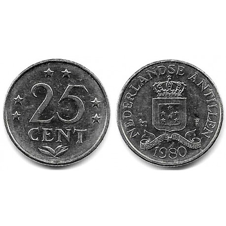 (11) Antillas Neerlandesas. 1980. 25 Cents (EBC+)