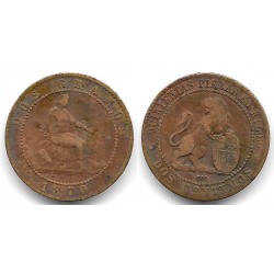 Gobierno Provisional. 1870. 2 Céntimos (BC/BC-) Ceca de Barcelona OM