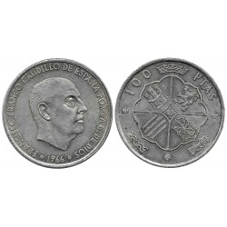 Estado Español. 1966*(19-68). 100 Pesetas (MBC) (Plata)