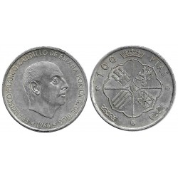 Estado Español. 1966*(19-67). 100 Pesetas (MBC+) (Plata)