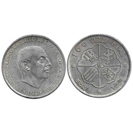 Estado Español. 1966*(19-67). 100 Pesetas (MBC+) (Plata)