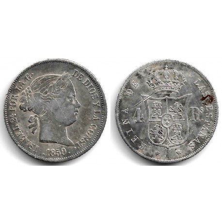 Isabel II. 1859. 4 Reales (BC/BC-) (Plata) Ceca de Madrid