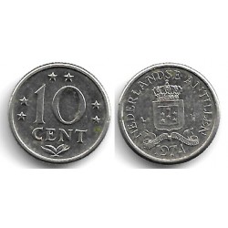 (10) Antillas Neerlandesas. 1974. 10 Cents (MBC) Manchas