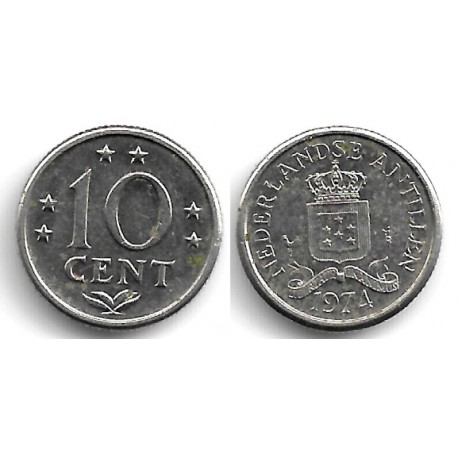 (10) Antillas Neerlandesas. 1974. 10 Cents (MBC) Manchas