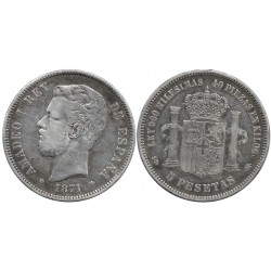 Amadeo I. 1871*(18-71). 5 Pesetas (BC) (Plata) Ceca de Madrid SD-M
