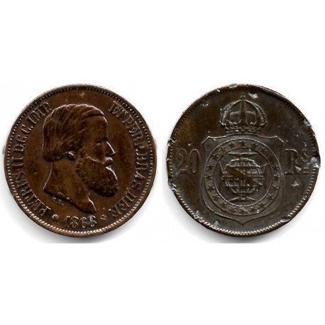 (474) Brasil. 1868. 20 Reais (BC+/BC) Golpes