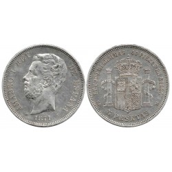 Amadeo I. 1871*(18-71). 5 Pesetas (BC+) (Plata) Ceca de Madrid SD-M