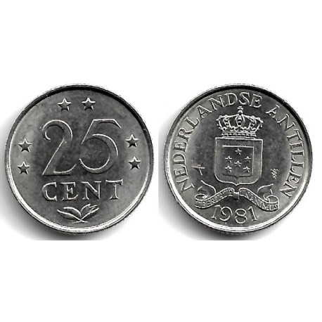 (11) Antillas Neerlandesas. 1981. 25 Cents (EBC+)