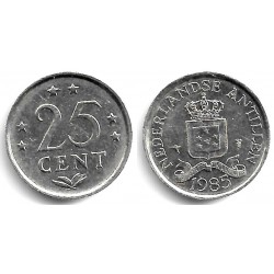 (11) Antillas Neerlandesas. 1985. 25 Cents (MBC)