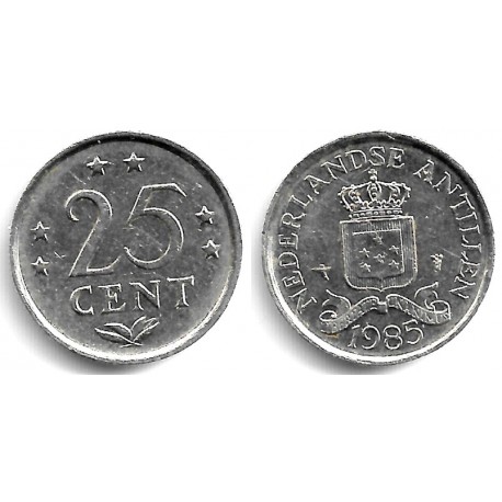 (11) Antillas Neerlandesas. 1985. 25 Cents (MBC)