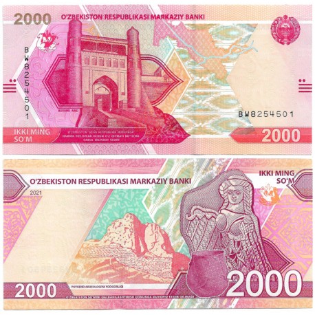 (W87) Uzbekistán. 2021. 2000 Som (SC)