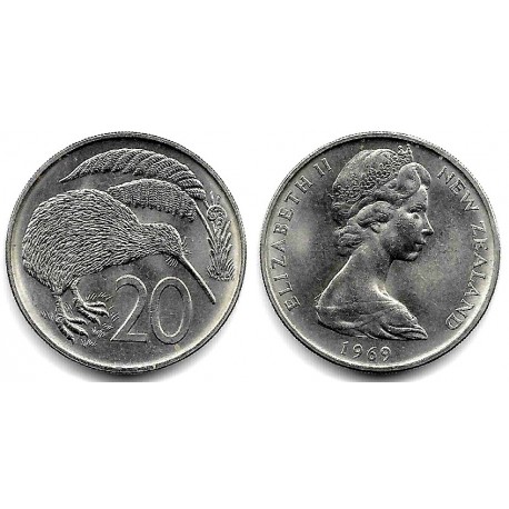 (36.1) Nueva Zelanda. 1969. 20 Cents (SC)