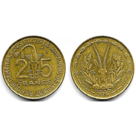 (5) Estados África Oeste. 1976. 25 Francs (MBC)