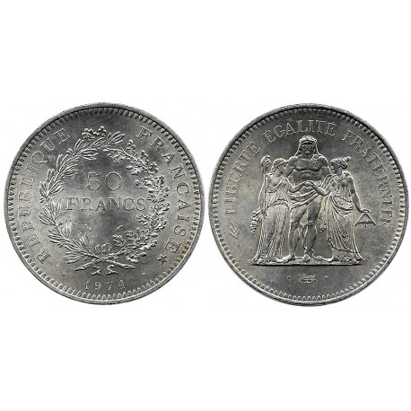 (941.1) Francia. 1974. 50 Francs (SC-) (Plata)
