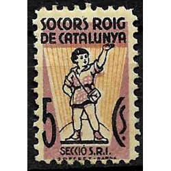 Viñeta. Socorro Rojo de Cataluña. 5 Céntimos (Nuevo, con señal de fijasellos)