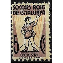 Viñeta. Socorro Rojo de Cataluña. 5 Céntimos (Nuevo, con señal de fijasellos)