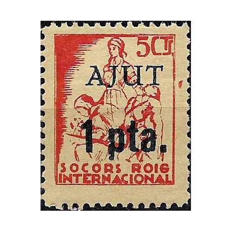 Viñeta. Socorro Rojo Internacional. Ayuda. 1 Peseta (Nuevo, con señal de fijasellos)