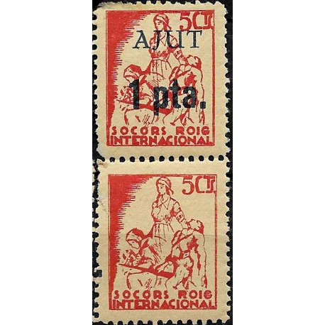 Viñetas. Socorro Rojo Internacional. Ayuda. 1 Peseta y 5 Céntimos (Nuevos, con señal de fijasellos)