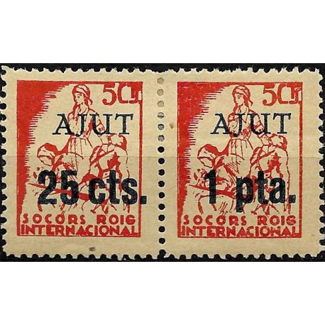 Viñetas. Socorro Rojo Internacional. Ayuda. 25 Céntimos y 1 Peseta (Nuevos, con señal de fijasellos)