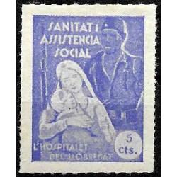Viñeta. Hospitalet de Llobregat. Sanidad y Asistencia Social. 5 Céntimos (Nuevo, con señal de fijasellos)