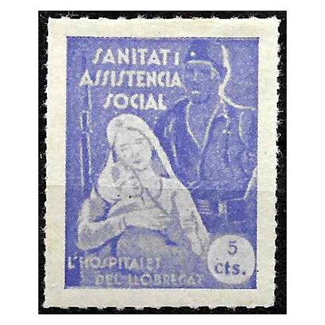 Viñeta. Hospitalet de Llobregat. Sanidad y Asistencia Social. 5 Céntimos (Nuevo, con señal de fijasellos)