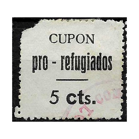 Viñeta. Cupón Pro Refugiados. Lorca. 5 Céntimos (Usado)